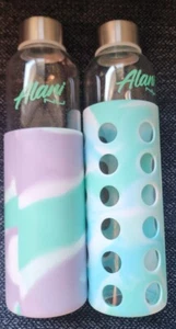 GLASS WATER BOTTLES WITH LID ALANI NU MARBLE COLORS SILICONE SLEEVE NEW - Picture 1 of 2