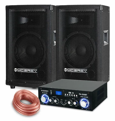 PA Anlage DJ Party Sound Lautsprecher Boxen Bluetooth Verstärker Kabel Set 600W - Bild 1 von 4