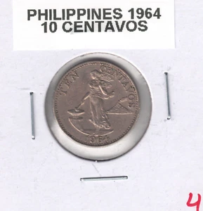 1964 Philippines 10 Centavos coin. U grade from the Hi-Res scans - Picture 1 of 2
