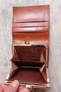 Petit portefeuille vintage , porte monnaie à clip vintage en cuir marron - Bild 1 von 8