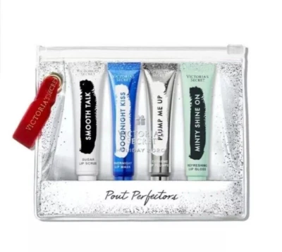 Victoria's Secret Navidad POUT PERFECTORS Juego de 4 Exfoliantes Labiales~Máscara~Relonte~Refrescante Foto 1 de 3