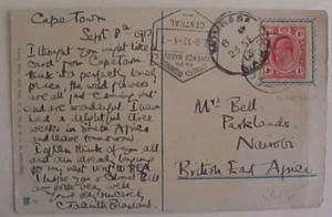 TRANSVAAL B/S MOMBASSA & LOURENCO MARQUES FROM CLAREMONT 9 SE 1913 - Picture 1 of 2