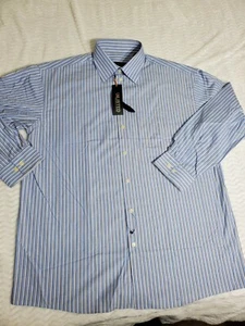 Unlisted kenneth cole Mens dress Shirt L MODERN FIT blue striped LONG SLEEVE - Picture 1 of 7