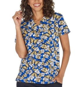 NWT Women's XL Butterfly Print I Love Scrubs Scrub Top - Picture 1 of 1