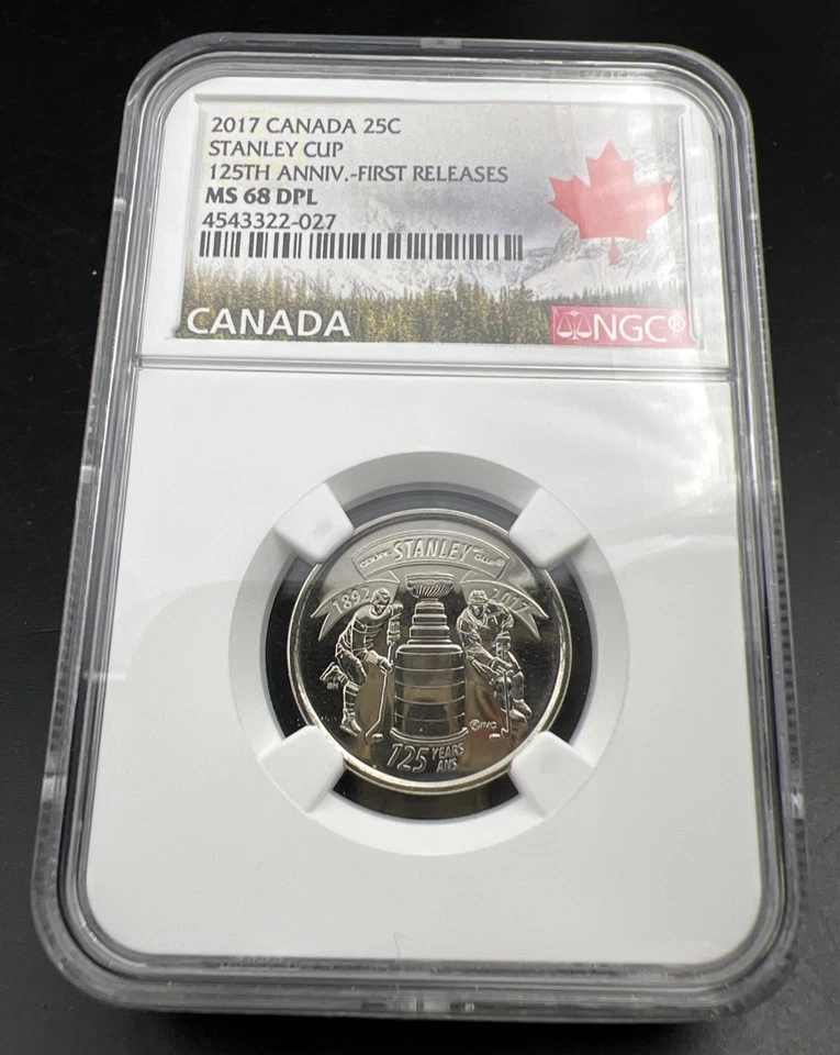 2017 Canada 25c Twenty Five Cent NHL Hockey Stanley Cup Quarter NGC MS68 DPL #27 - Image 1 of 4