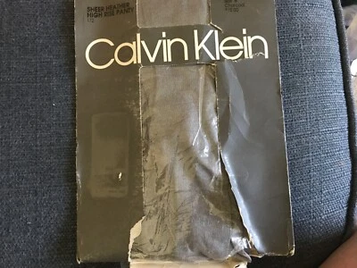 New vtg Calvin Klein Sheer Heather fashion pantyhose 172 Charcoal sz B - Image 1 of 2