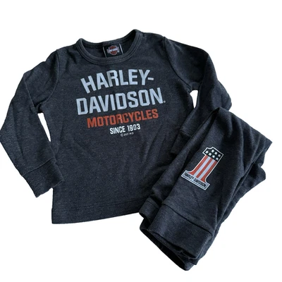 Harley Davidson Bebé Niño 2 Piezas Manga Larga Camiseta y Pantalón Gris Conjunto Talla 12-18M Foto 1 de 4