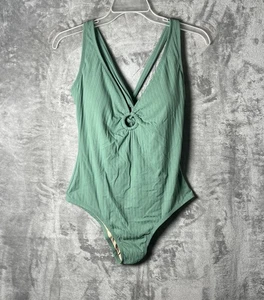 🆕Kona Sol Women’s Sage Green  Ribbed ￼ one piece  Full Cover Swimsuit Size XL - Picture 1 of 12