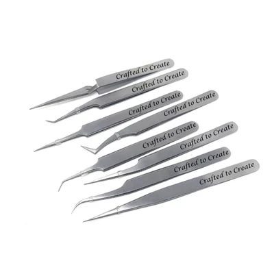 Crafted to Create – 8pc Silver Tweezer Set for Lash Extensions & Craft Precision - Image 1 of 4