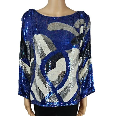 Blusa top de lentejuelas multicolores Prada para mujer talla IT 46 Foto 1 de 4