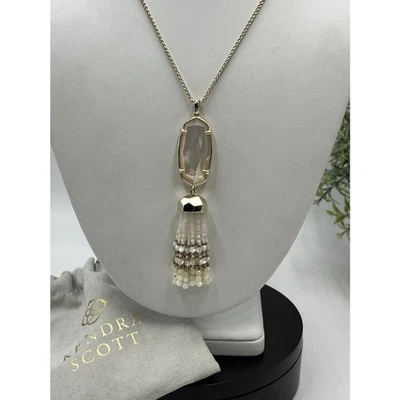 Kendra Scott Eva Bolo Adjustable Pendant Necklace Ivory Mother-of-Pearl Tassel - Image 1 of 4