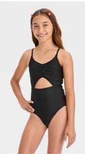 NWT Girl’s Art Class Black One Piece Swimsuit Bathing Suit Size M 8 - Picture 1 of 4