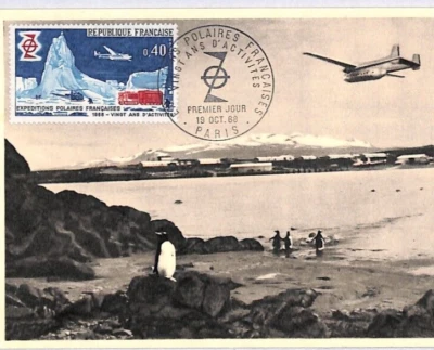 FRANCE Maxi-Card *ANTARCTIC EXPEDITION* 1968 Iles Kerguelen PENGUINS PPC YW193 - Image 1 of 4