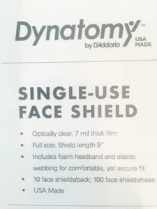 Face Shield Protection-PPE-Dynatomy-10 Pack by D'Addario-Foam Headband - Picture 1 of 1