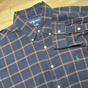 Ralph Lauren L/S Flannel Shirt Mens XL Plaid Blaire OCBD Pony Preppy Cabincore - Picture 1 of 7