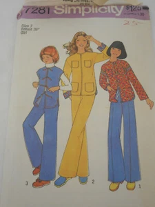 Vintage 1970s Girls Size 7 uncut Simplicity sewing pattern 7281 Jacket pants - Picture 1 of 2