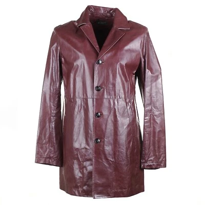 Kiton Burgundy Lightweight Calfskin Leather Three-Quarter Jacket M (Eu 50) Coat - Image 1 of 4