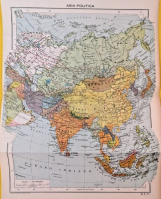 1920 Asia Political China Original Vintage Geographical Map 9.5"x13" - C22-5 - Image 1 of 3
