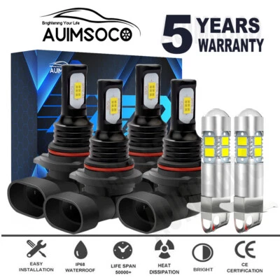 For Nissan 300ZX Coupe 990-1996 6500K LED Headlight High Low Fog Light Bulbs Kit - Image 1 of 4