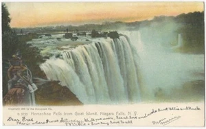 Postal rotógrafa de las cataratas herradura de la isla de cabras Cataratas del Niágara Nueva York 1907 - Imagen 1 de 2