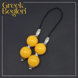 Greek KOMBOLOI Series Worry Beads Begleri Pony Anxiety Beads (18mm Yellow Beads) - Picture 1 of 7