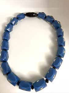 Zsiska Blue Chunky Bead Necklace Magnetic Closer Resin - Picture 1 of 6