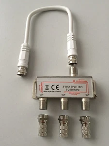 3-fach SAT Verteiler Splitter 3fach Weiche Satverteiler mit 3x 5mm F-Steckern - Bild 1 von 3