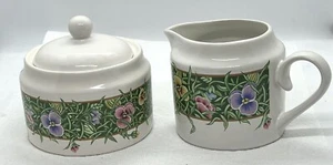 Bob Timberlake Velvet Faces #104 China Sugar Bowl W/Lid & Creamer Set EUC￼ - Picture 1 of 9