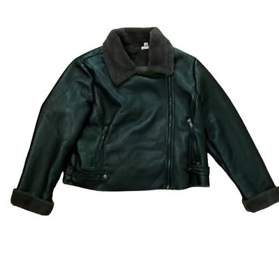 ANA Black Faux Leather Faux Fur Lined Moto Jacket Womens Size XXL - Image 1 of 4