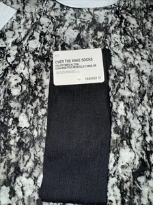 NEW Forever 21 Over The Knee Black Socks - Picture 1 of 3