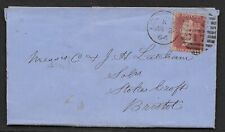 GB Queen Victoria 1864 Penny Red wrapper London to Bristol. Contents. Look!
