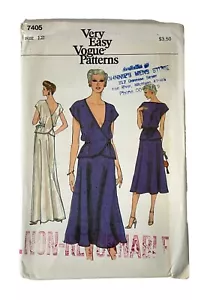 Vintage Very Easy Vogue Sewing Patterns 7405 Skirt Blouse Womens Size 12 - Picture 1 of 2