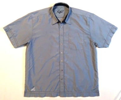 Camisa Point Zero Para Hombres XL Abotonada Satén Azul Claro Cosida Rayas Bordada Foto 1 de 4