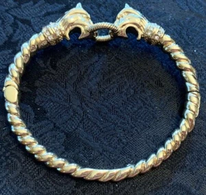 Gold Tone Metal Panther, Jaguar, Big Cat Hinged Bangle Bracelet: Stella & Dot - Picture 1 of 7