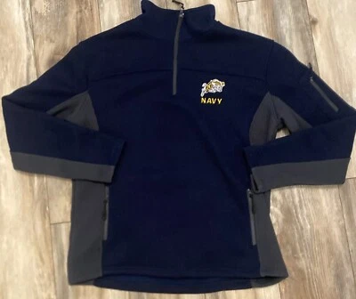 Navy Midshipmen Men's Large NCAA football Colosseum Quarter Zip Pull Over - Image 1 of 4