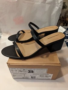 Amazon Essentials Women's 12 Thin 2 Strap Heeled Slide Sandal NWT - Picture 1 of 7