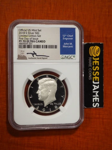 2018 S PROOF SILVER KENNEDY HALF NGC PF70 MERCANTI FDI FROM LIMITED EDITION SET Cover