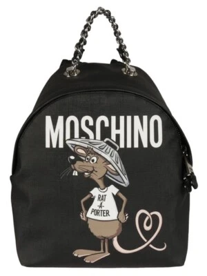 Moschino Rat-A-Porter Logo Backpack Black NWT $750+ - Image 1 of 4
