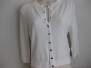 Karen Millen White Cardigan 3/4 sleeve popper 10-12 - Picture 1 of 5