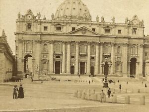 Vatikan ROM Basilika Saint-Pierre Platz 1896 Foto Stereo Vintage P83L1n