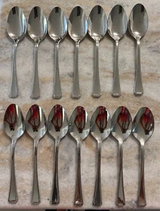 14pc -  18/10 Stainless by Delco Glossy silverware Prisma teaspoons 6" - Picture 1 of 3