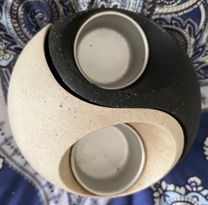 PartyLite Stone Puzzle Yin & Yang Tealight Candle Holders Retired P7981 Boho - Picture 1 of 10