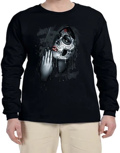 Day of the Dead Vampire Zombies Scary Logo Long Sleeve T-Shirt Long Arm Shirt - Picture 1 of 3