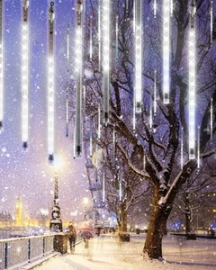 Cool White 20 Tubes Meteor Shower Icicle Lights 480 LED Raindrop Lights with ... - Picture 1 of 8