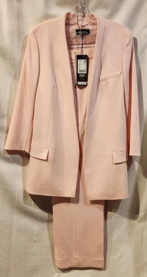 NUEVO CON ETIQUETAS ESCADA MUJER PANTALÓN/BLAZER TRAJE DELANTERO ABIERTO TALLA 38 Y 40 ROSA PIERNA ANCHA Foto 1 de 4
