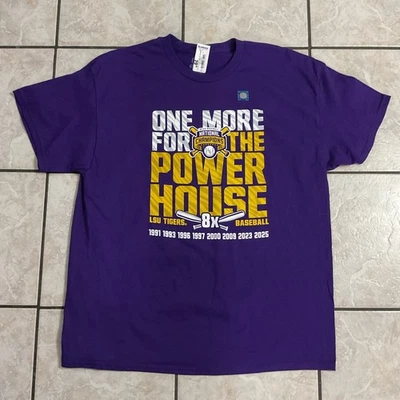 LSU Tigers Baseball Blue 84 Powerhouse 2025 National Champions Shirt Mens XL - Image 1 of 4