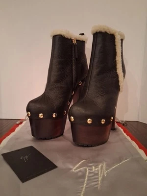 Giuseppe Zanotti черный кожаный платформе ботильоны с отделкой стриженный мех - Изображение 1 из 4