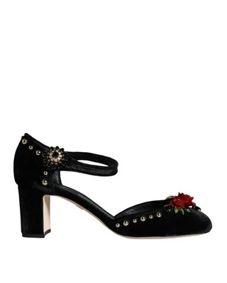 Zapatos de salón Dolce & Gabbana Rose tacón de terciopelo tacón bloque para mujer negros Foto 1 de 4
