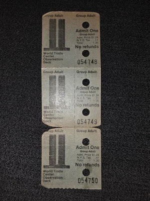 双子塔早期世界贸易中心观景台未使用 3 张门票  — 第 1/4 张图片