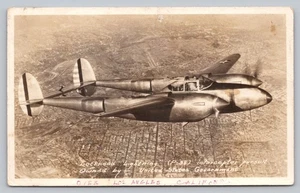 Los Angeles CA RPPC Lockheed Lighting P-38 Interceptor Pursuit Postcard N4 - Picture 1 of 2